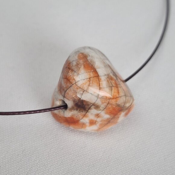 Orange Polished Natural Stone Cord Necklace - Picture 3 of 6
